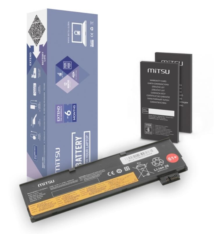 MITSU LENOVO BC/LE-T570 BATTERY (4400 mAh (47 Wh) 10.8V (11.1V) 6 cells Li-Ion kaina ir informacija | Akumuliatoriai nešiojamiems kompiuteriams | pigu.lt