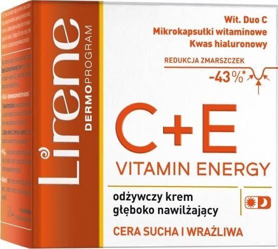 Drėkinamasis veido kremas lirene c+e vitamin energy, 50 ml kaina ir informacija | Veido kremai | pigu.lt
