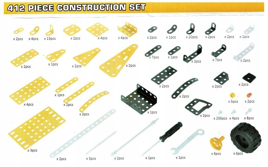 Metalinis konstruktorius, 412 detalių цена и информация | Žaislai berniukams | pigu.lt