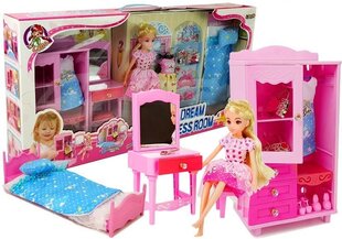 Кукла + комплект мебели: Кровать. Гардероб. Туалетный столик цена и информация | Игрушки для девочек | pigu.lt