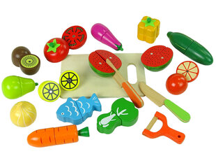 Vaisiai ir daržovės medinėje dėžutėje kaina ir informacija | Žaislai mergaitėms | pigu.lt