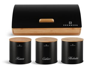 Edenberg juoda duoninė su indeliais kavai, arbatai ir cukrui kaina ir informacija | Virtuvės įrankiai | pigu.lt