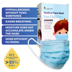 Vaikiškos Medicininės kaukės su PTFE filtru, 100 vnt., BFE / VFE 99.9% kaina ir informacija | Pirmoji pagalba | pigu.lt