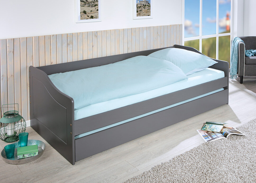 Išskleidžiama dviaukštė lova Malte, pilka kaina ir informacija | Lovos | pigu.lt