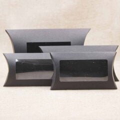 Dovanų dėžutė sulankstoma pagalvėlė 125x80x20mm juoda matinė su langeliu kaina ir informacija | Dovanų pakavimo priemonės | pigu.lt