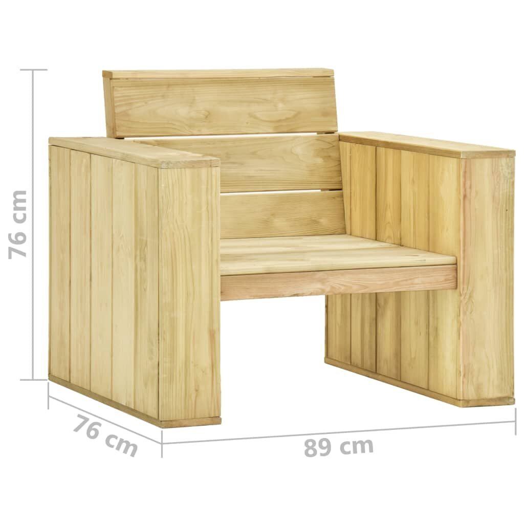 vidaXL Sodo kėdė su smėlio pagalvėlėmis, impregnuota pušies mediena kaina ir informacija | Lauko kėdės, foteliai, pufai | pigu.lt