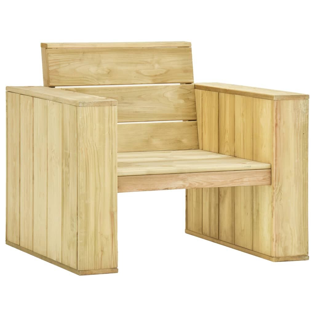 vidaXL Sodo kėdė su mėlynomis pagalvėlėmis, impregnuota pušies mediena kaina ir informacija | Lauko kėdės, foteliai, pufai | pigu.lt