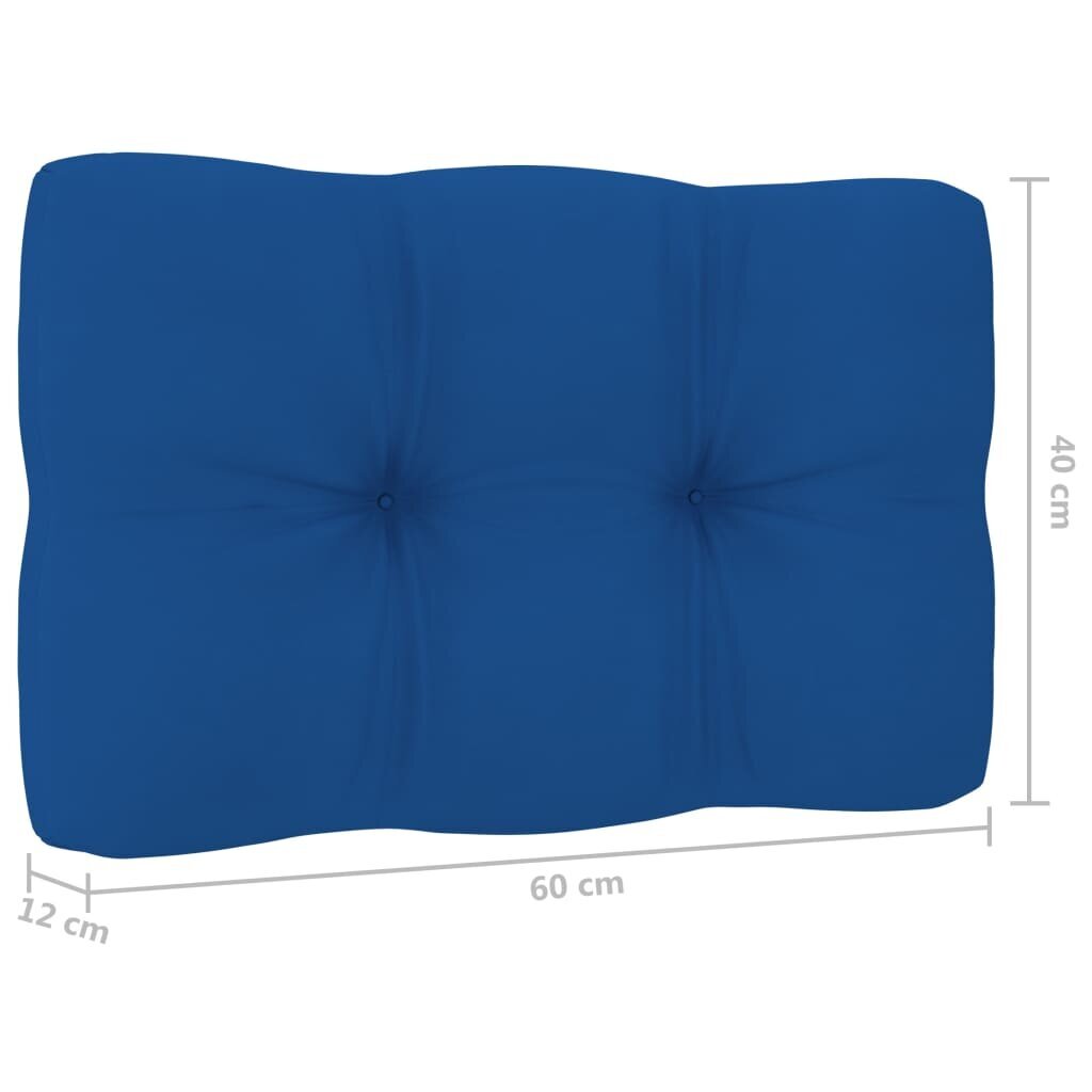 vidaXL Sodo kėdė su mėlynomis pagalvėlėmis, impregnuota pušies mediena kaina ir informacija | Lauko kėdės, foteliai, pufai | pigu.lt