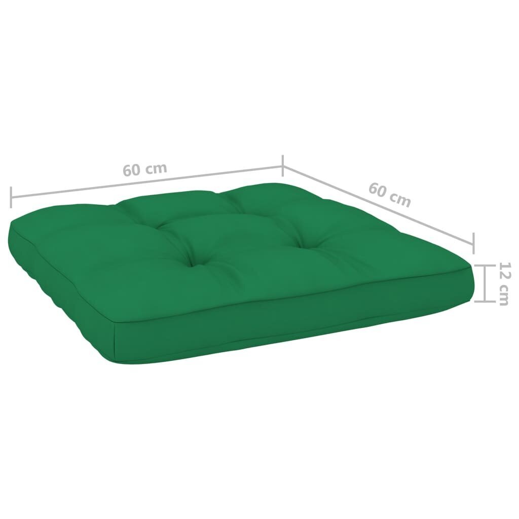vidaXL Sodo kėdės su žaliomis pagalvėlėmis, 2vnt., impregnuota pušis kaina ir informacija | Lauko kėdės, foteliai, pufai | pigu.lt