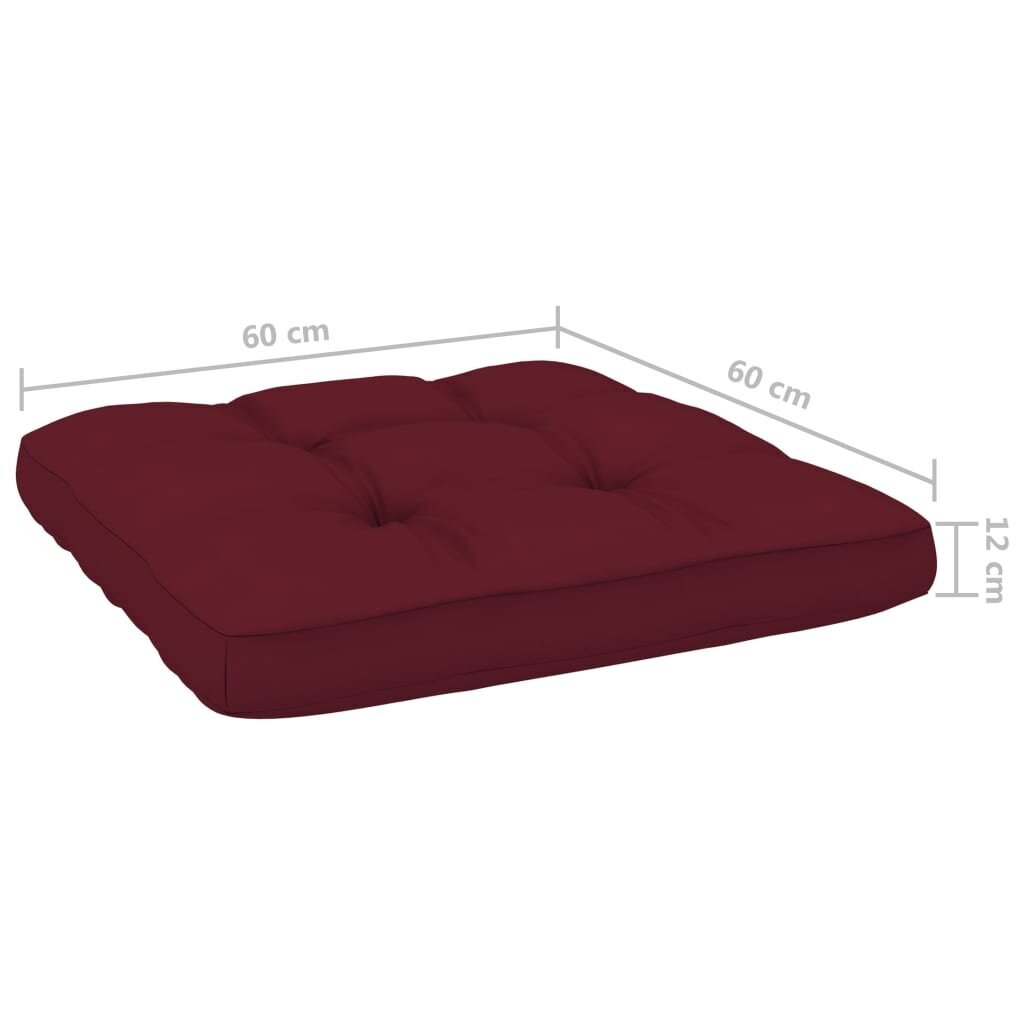 vidaXL Sodo kėdės su vyno raudonomis pagalvėlėmis, 2vnt., pušis kaina ir informacija | Lauko kėdės, foteliai, pufai | pigu.lt