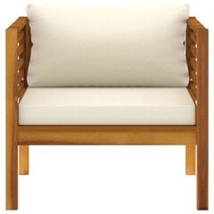 Sodo kėdė su kreminėmis pagalvėlėmis, akacijos medienos masyvas kaina ir informacija | Lauko kėdės, foteliai, pufai | pigu.lt
