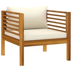 Sodo kėdė su kreminėmis pagalvėlėmis, akacijos medienos masyvas kaina ir informacija | Lauko kėdės, foteliai, pufai | pigu.lt