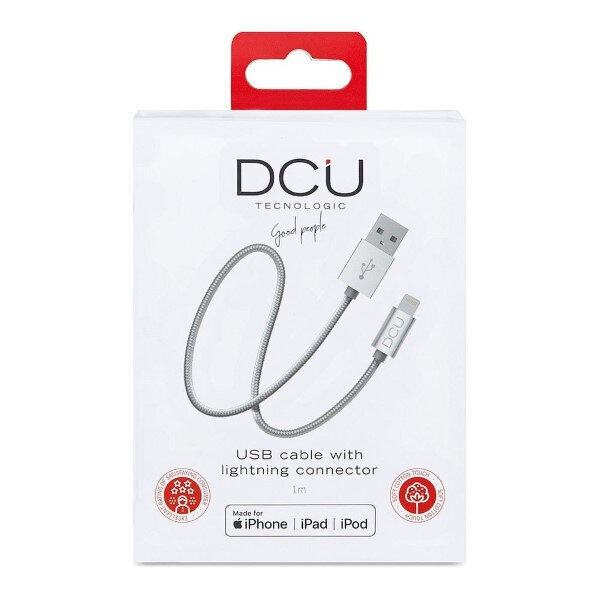 DCU USB įkrovimo laidas, skirtas iPhone, 1 m, sidabrinis цена и информация | Laidai telefonams | pigu.lt
