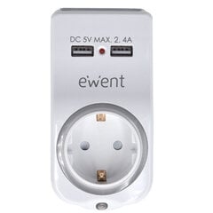 Настенная розетка с 2 портами USB Ewent EW1225 16A 3680 Вт цена и информация | Выключатели, розетки | pigu.lt