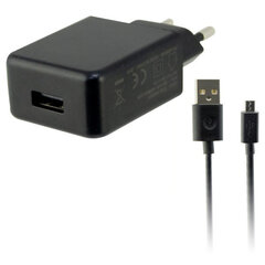 Зарядное устройство для розетки + Кабель микро-USB KSIX USB 2A Чёрный цена и информация | Зарядные устройства для телефонов | pigu.lt