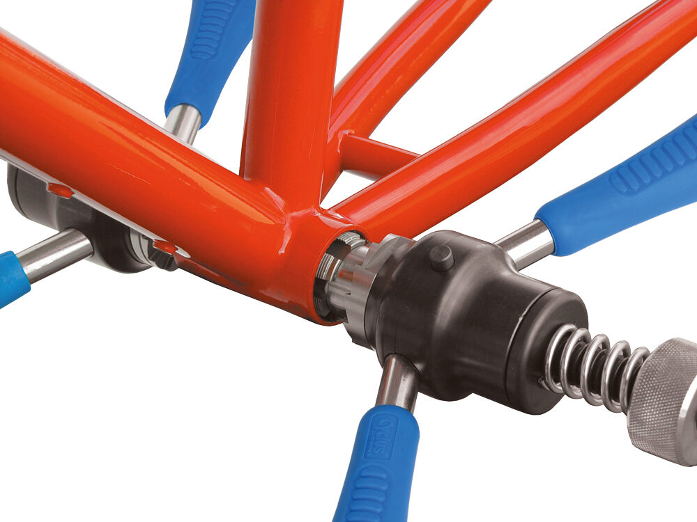 Įrankis Cyclus Tools for tapping & facing bottom brackets shells BSA, raudonas/mėlynas kaina ir informacija | Įrankiai, priežiūros priemonės dviračiams | pigu.lt