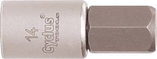 Įrankis Cyclus Tools 3/8" socket to Hexagon 14 mm, pilkas kaina ir informacija | Įrankiai, priežiūros priemonės dviračiams | pigu.lt