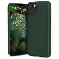 Moozy Lifestyle Dėklas iPhone 13 Mini - Silikono Dėklas su Matine Danga ir Minkštu Mikropluošto Pamušalu, Tamsiai Žalias kaina ir informacija | Telefono dėklai | pigu.lt