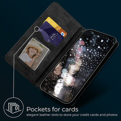 Moozy Marmurinis juodas atverčiamasis dėklas iPhone 12, iPhone 12 Pro - Flip Cover, magnetinis Flip Folio Retro piniginės dėklas su kortelių laikikliu ir stovu kaina ir informacija | Telefono dėklai | pigu.lt