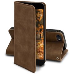 Moozy Marmurinis rudas atverčiamasis dėklas iPhone SE 2020, iPhone 8, iPhone 7 - Flip Cover, magnetinis Flip Folio Retro piniginės dėklas su kortelių laikikliu ir stovu kaina ir informacija | Telefono dėklai | pigu.lt