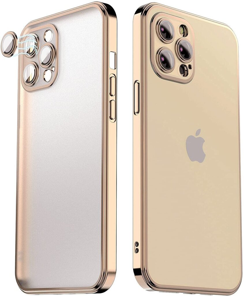 Matte transparent soft case camera protection (electroplated) Apple iPhone 12 aukšinė (gold) цена и информация | Telefono dėklai | pigu.lt