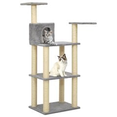 vidaXL draskyklė katėms su stovais iš sizalio, šviesiai pilka, 119cm kaina ir informacija | Draskyklės | pigu.lt