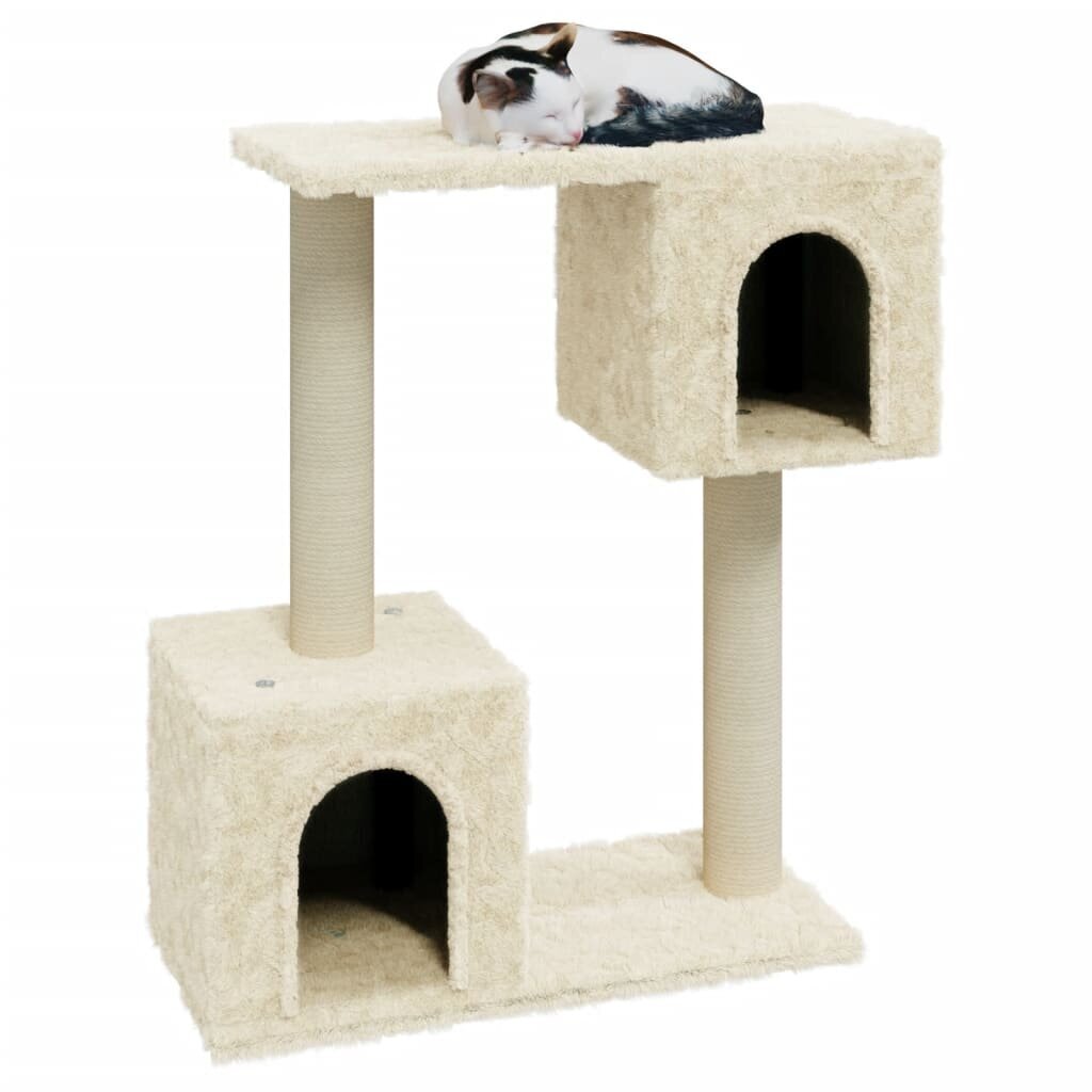 vidaXL Draskyklė katėms su stovais iš sizalio, kreminės spalvos, 60cm цена и информация | Draskyklės | pigu.lt