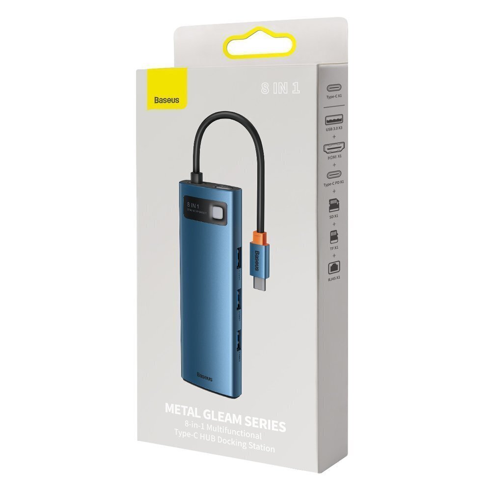 Laidas telefonui Baseus USB C - USB 100W, HDMI 4K 30Hz, SD, 3x USB 3.2 Gen 1, RJ45 1Gbps цена и информация | Laidai telefonams | pigu.lt