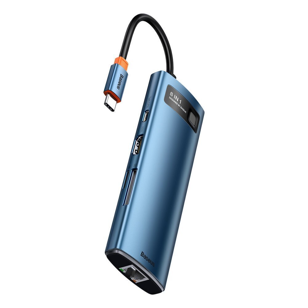 Laidas telefonui Baseus USB C - USB 100W, HDMI 4K 30Hz, SD, 3x USB 3.2 Gen 1, RJ45 1Gbps kaina ir informacija | Laidai telefonams | pigu.lt