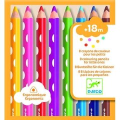 Spalvoti ergonomiški pieštukai, 8 spalvos цена и информация | Принадлежности для рисования, лепки | pigu.lt