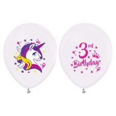 3 gimtadienio balionai (vienaragiai), 12/ 5 vnt. kaina ir informacija | Balionai | pigu.lt