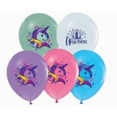 Helio formulės balionai, Vienaragiai, pastelinės spalvos, 12/5 vnt. kaina ir informacija | Balionai | pigu.lt