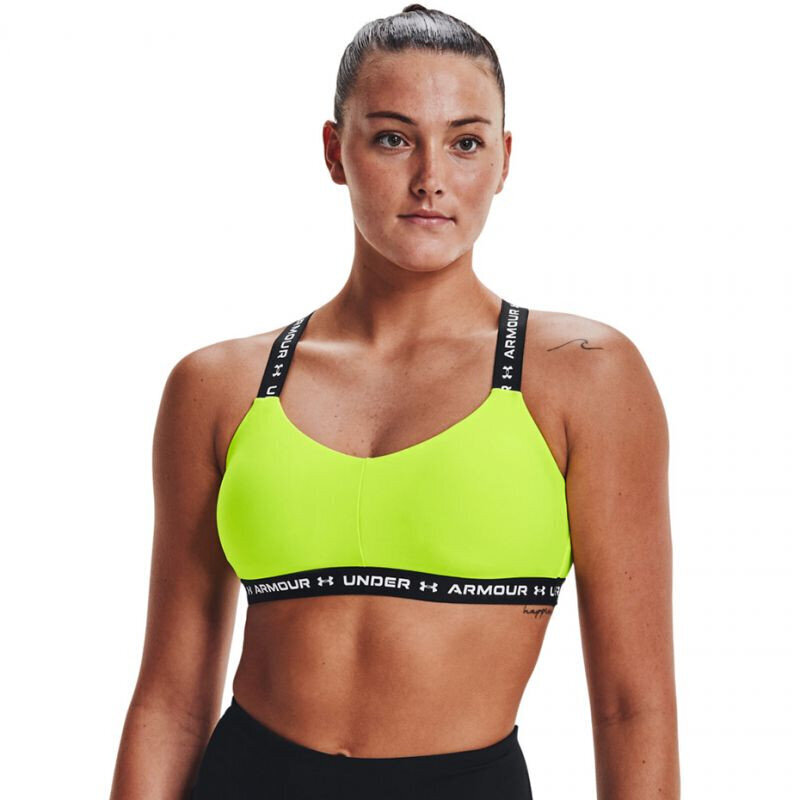 Sportinė liemenėlė moterims Under Armour Crossback Low W Sports Bra 361033 731, geltona цена и информация | Sportinė apranga moterims | pigu.lt