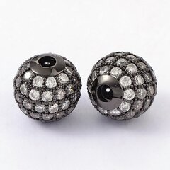 Intarpas žalvarinis Discoball su cirkonio akutėm juodintas 10mm цена и информация | Принадлежности для изготовления украшений, бисероплетения | pigu.lt