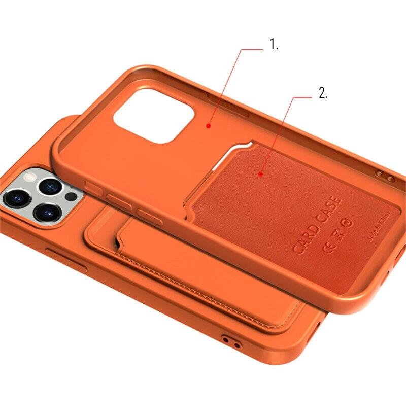 Hurtel Card Case skirtas iPhone 12 mini, oranžinis kaina ir informacija | Telefono dėklai | pigu.lt