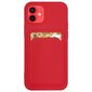 Card Case silicone wallet case with card holder documents for Samsung Galaxy S21 5G red kaina ir informacija | Telefono dėklai | pigu.lt