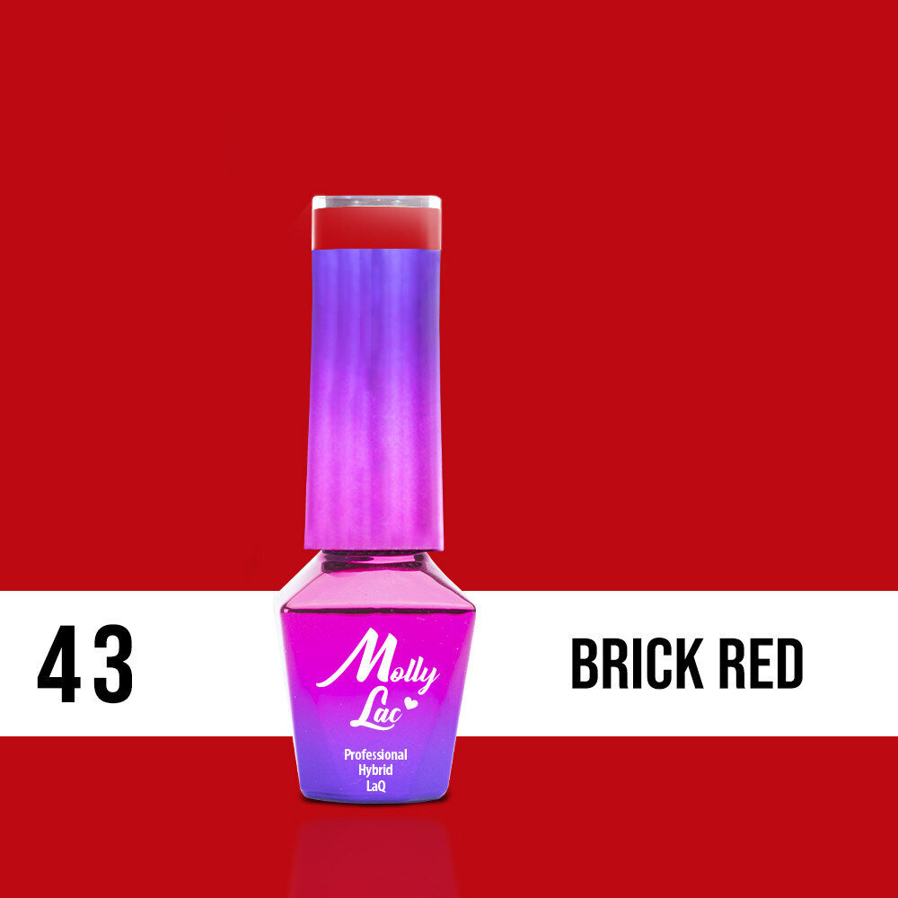 Gelinis nagų lakas Molly Lac Brick Red Nr 43, 5 ml цена и информация | Nagų lakai, stiprintojai | pigu.lt