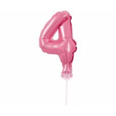 Folijinis balionas su lazdele Nr. 4, rožinė, 13 cm kaina ir informacija | Balionai | pigu.lt