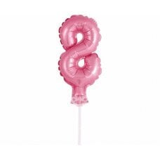 Folijinis balionas su lazdele nr.8, rožinė, 13 cm kaina ir informacija | Balionai | pigu.lt