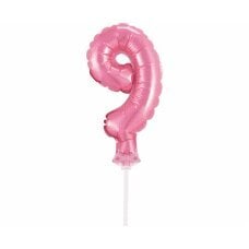 Folijinis balionas su lazdele Nr. 9, rožinė, 13 cm kaina ir informacija | Balionai | pigu.lt