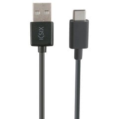 Универсальный кабель USB-C-USB KSIX 3 м, чёрный цена и информация | Кабели для телефонов | pigu.lt