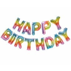 Su gimtadieniu vaivorykštės folijos balionų rinkinys kaina ir informacija | Balionai | pigu.lt