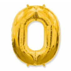 Folijinis balionas FX numeris 0 auksinis, 85 cm kaina ir informacija | Balionai | pigu.lt