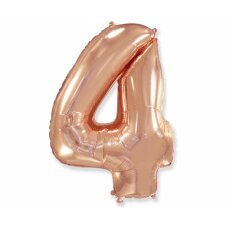 Folijinis balionas FX numeris 4, rožinis auksas, 85 cm kaina ir informacija | Balionai | pigu.lt