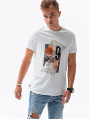 Мужская футболка с принтом Ombre S1434 New York, белая  цена и информация | Мужские футболки | pigu.lt