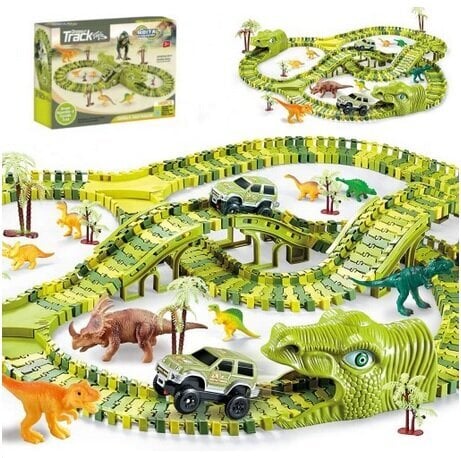 Mega lenktynių trasa Dinozaurų parkas, 240 dalys kaina ir informacija | Žaislai berniukams | pigu.lt