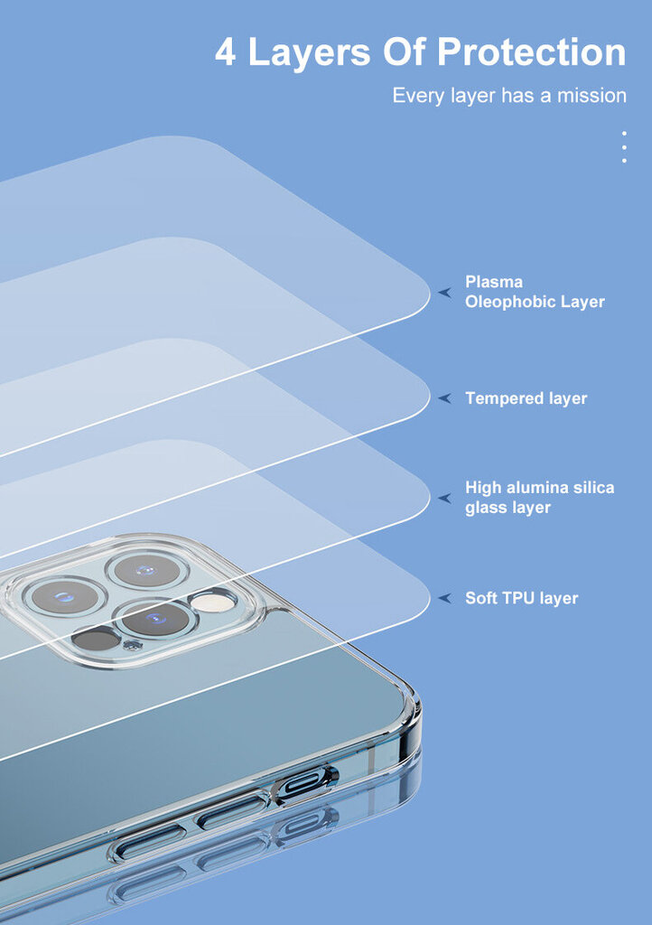Dėklas telefonui Matte White Waterfall Glass case (integrated tempered glass) Soundberry skirtas Apple iPhone 13 Pro Max skaidri kaina ir informacija | Telefono dėklai | pigu.lt