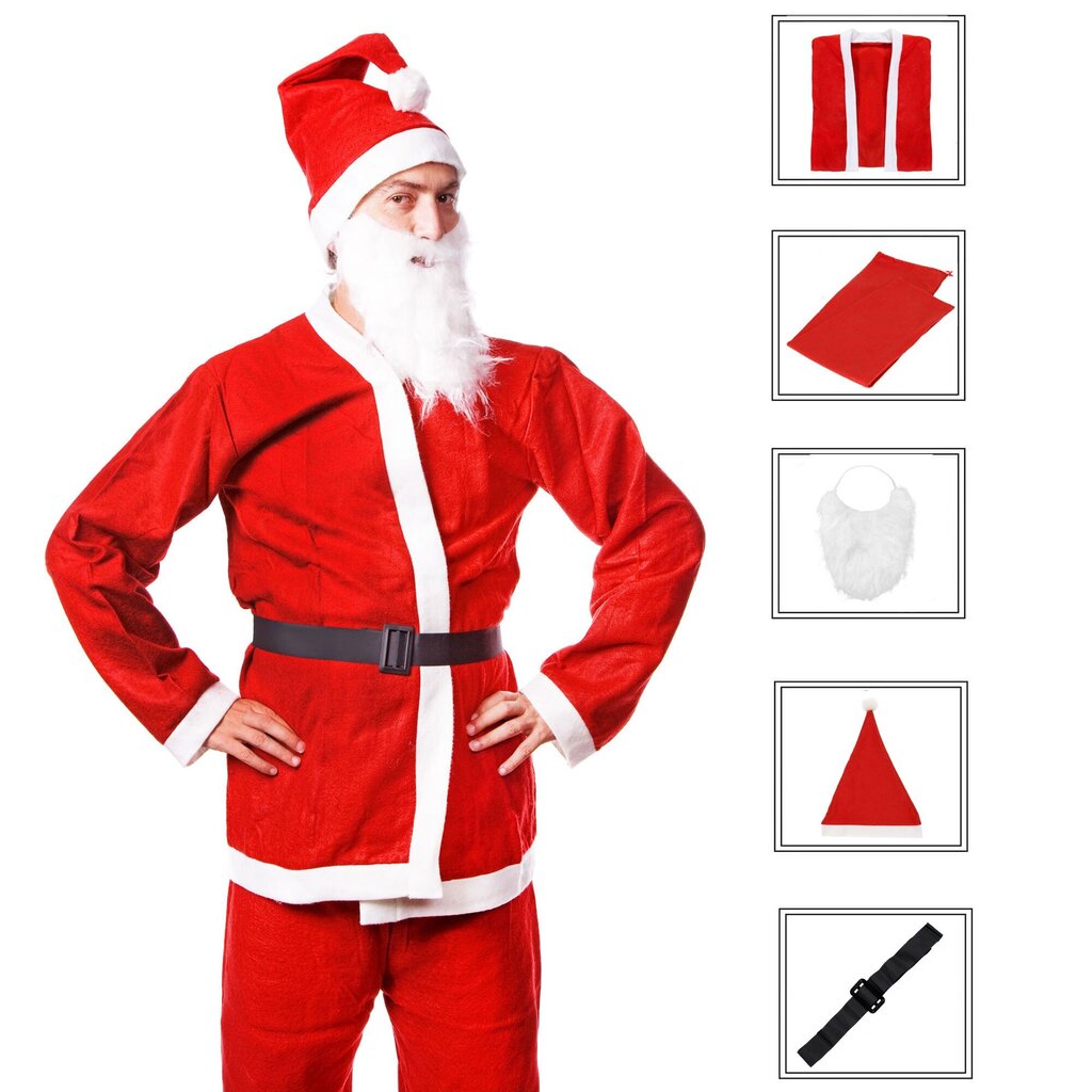 Kalėdų senelio kostiumas, 5 dalys kaina ir informacija | Karnavaliniai kostiumai | pigu.lt