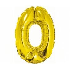 Folijos balionas numeris 0, auksinis, 35 cm kaina ir informacija | Balionai | pigu.lt