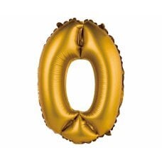 Folijos balionas numeris 0, auksinis, matinis, 35 cm kaina ir informacija | Balionai | pigu.lt